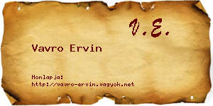 Vavro Ervin névjegykártya