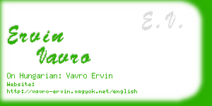 ervin vavro business card
